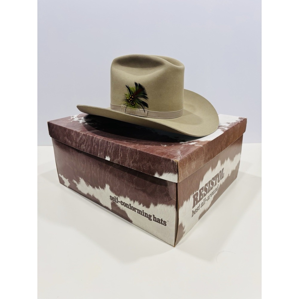 Resistol Longhorn XXX Beaver Cowboy Hat 7 3/8 Silverbelly Las Vegas w/ Box
